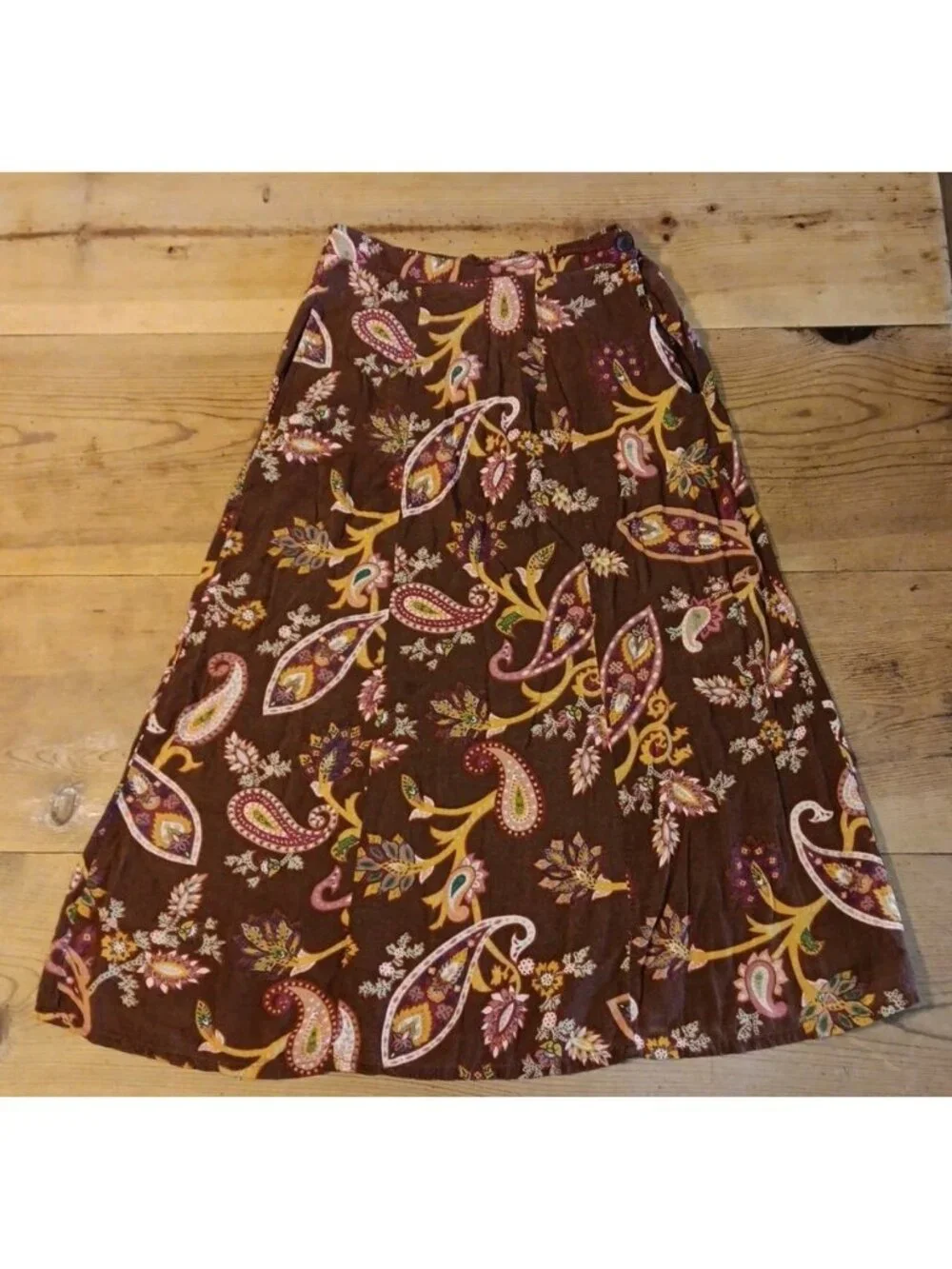 Vtg Diane Von Furstenberg Color Authority Skirt Women M Midi Brown Paisley Rayon
